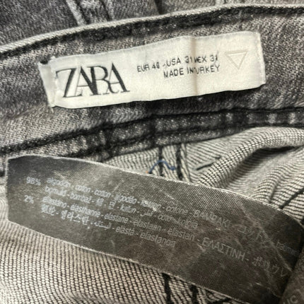 Zara Women's Black Distressed High Rise Cropped Raw Hem Skinny Denim Jeans 31