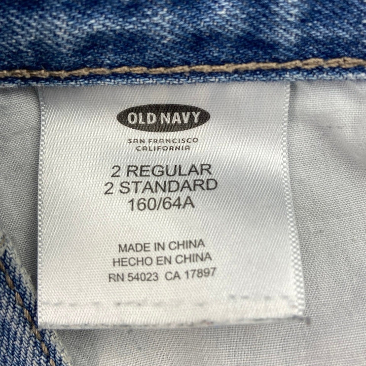 Old Navy Blue Medium Wash 100% Cotton Mid Rise Cutoff Denim Jean Shorts Size 2