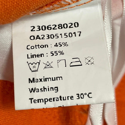 Commense Orange Coral Linen High Rise Pleated Wide Leg Baggy Trousers Pants S