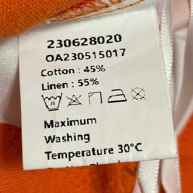 Commense Orange Coral Linen High Rise Pleated Wide Leg Baggy Trousers Pants S