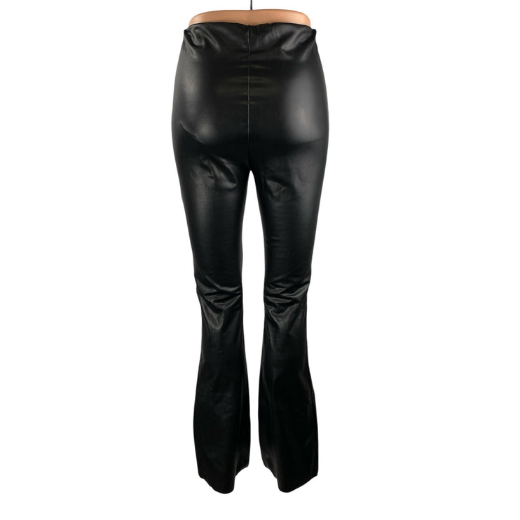 Bagatelle Women's Black Faux Leather Vegan Flared Bootcut Leggings Pants Size XS