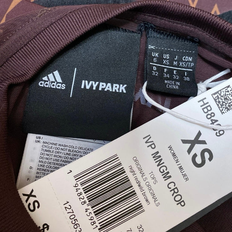 NEW Adidas x Ivy Park Brown Sheer Long Sleeve Sport Fitness Training Top Size XS