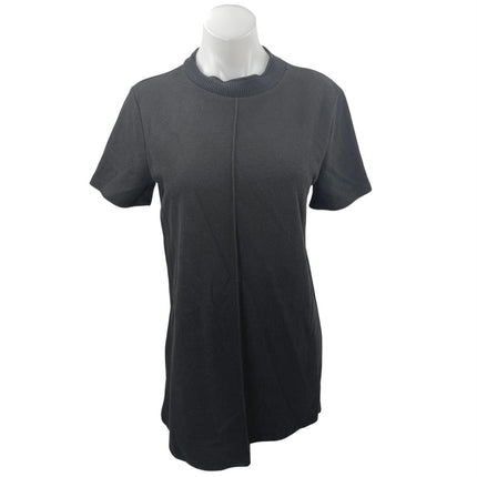 NEW Zara Women's Black Mock Neck Short Sleeve Knit Mini Shift Sweater Dress Sz M