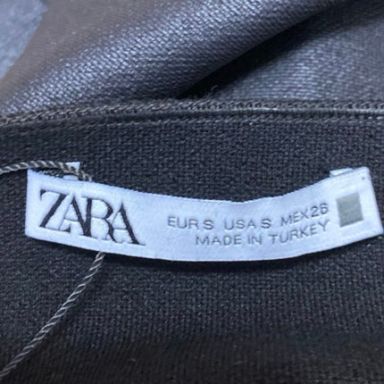 Zara Women's Black Mock Neck Short Cap Sleeve Mini Fitted Bodycon Dress Size S