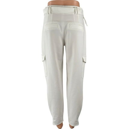 Express Ankle Super High Rise White Belted Tapered Ankle Trousers Pants Size 4