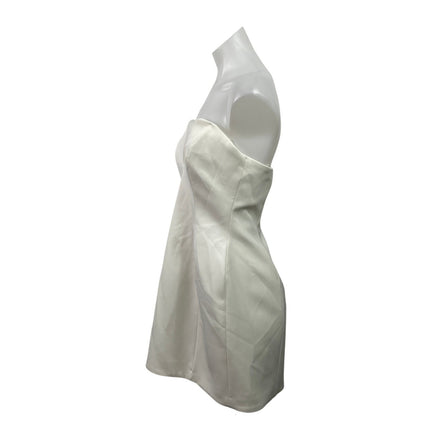 Zara White Satin Sweatheart Sleeveless Tube Mini A-Line Slip Tank Dress Size M