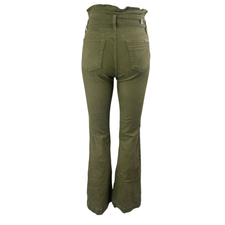 7 for All Mankind Women's Green High Rise Bootcut Flare Denim Jeans Pants Sz 24