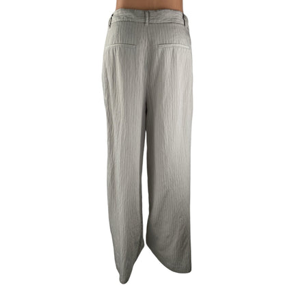 ZARA Women's Beige Stripes Pleated High Rise Wide Leg Trouser Dress Pants Size S
