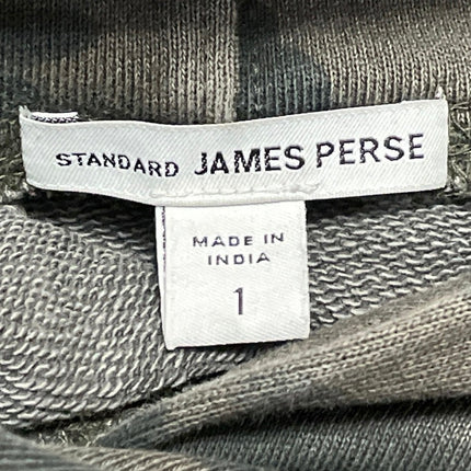 James Perse Green Gray Camo Camouflage Fleece Hoodie Hooded Sweatshirt Top Sz 1