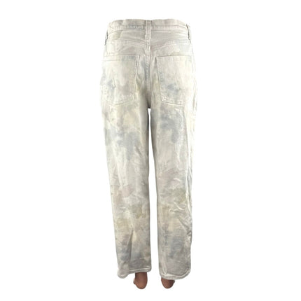 Universal Thread Women's Watercolor Floral Pastel Straight Crop Denim Jeans Sz 4