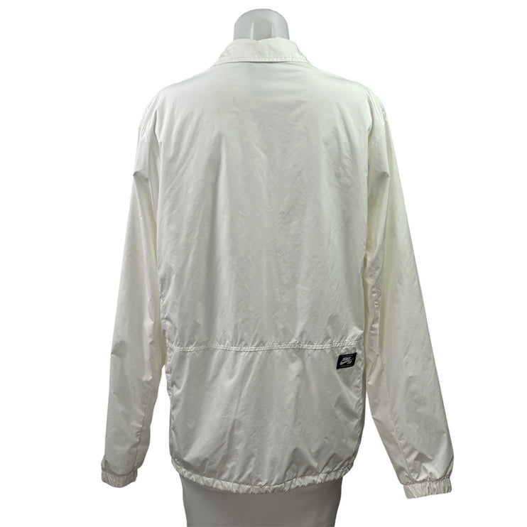 Nike SB Shield Coaches Women White Snap Button Long Sleeve Windbreaketr Jacket S