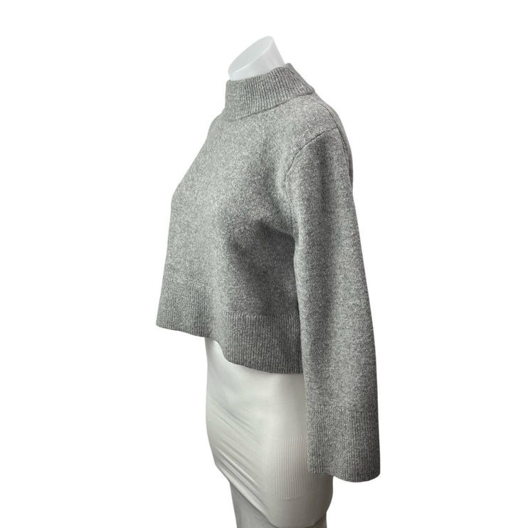 J.Crew Gray Alpaca Wool Mock Neck Long Sleeve Crop Sweatshirt Sweater Top Sz XXS
