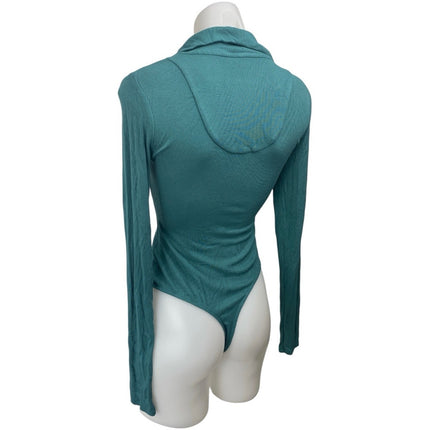 Urban Outfitter Out From Under Blue Long Sleeve Ribbed Knit Bodysuit Top Size M