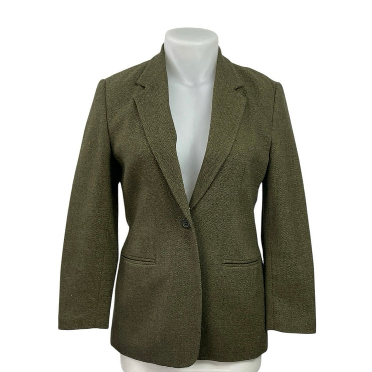Amanda Smith 100% Wool Green Long Sleeve Single Breasted Blazer Coat Jacket 12