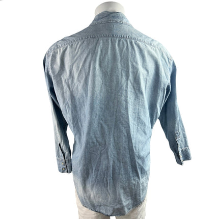 Allsaints Men's Blue Chambray Long Sleeve Button Down Denim Jean Shirt Top Sz 8