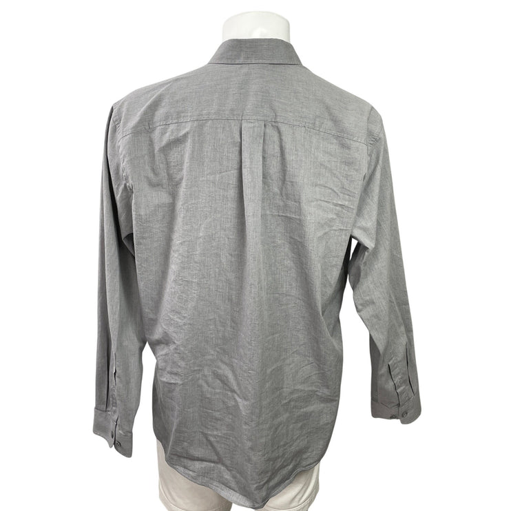 Eddie Bauer Men's Gray Long Sleeve Chest Pocket Button Down Shirt Top Size XL