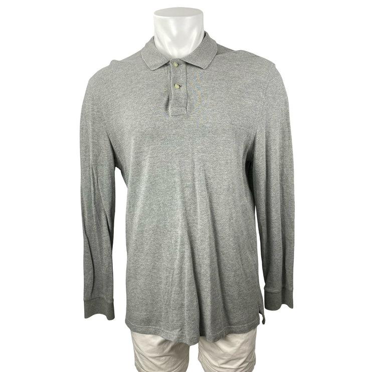 J.Crew Men's Gray Heather Long Sleeve Collared Golf Casual Polo Shirt Top Sz L