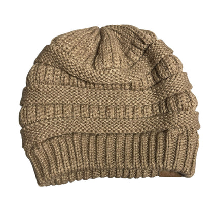 C.C. Women's Camel Tan Beige Winter Snow Outdoor Knit Bonnet Beanie Hat OS