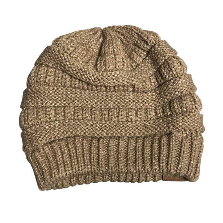 C.C. Women's Camel Tan Beige Winter Snow Outdoor Knit Bonnet Beanie Hat OS