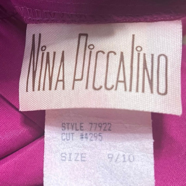 Vintage Nina Piccalino Pink Half Sleeve Pleated Fit & Flare Maxi Dress Size 10
