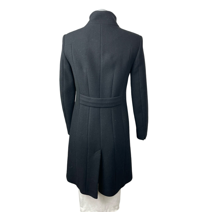 Reiss Mia Wool Women's Black Long Sleeve Stand Up Collar Wrap Over Coat Jacket 4