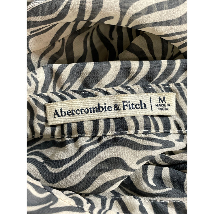 Abercrombie & Fitch Zebra Print Collared Long Sleeve Button Down Shirt Top Sz M