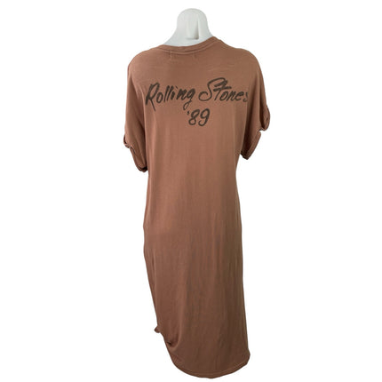 Free People Daydreamer Rolling Stone Brown Slit Short Sleeve Midi T Shirt Dress M