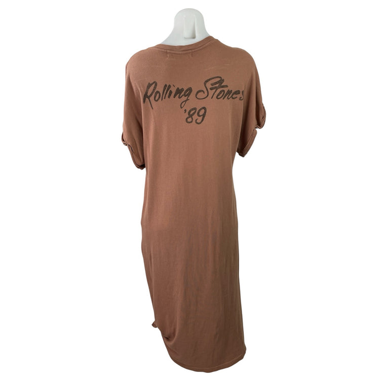 Free People Daydreamer Rolling Stone Brown Slit Short Sleeve Midi T Shirt Dress M