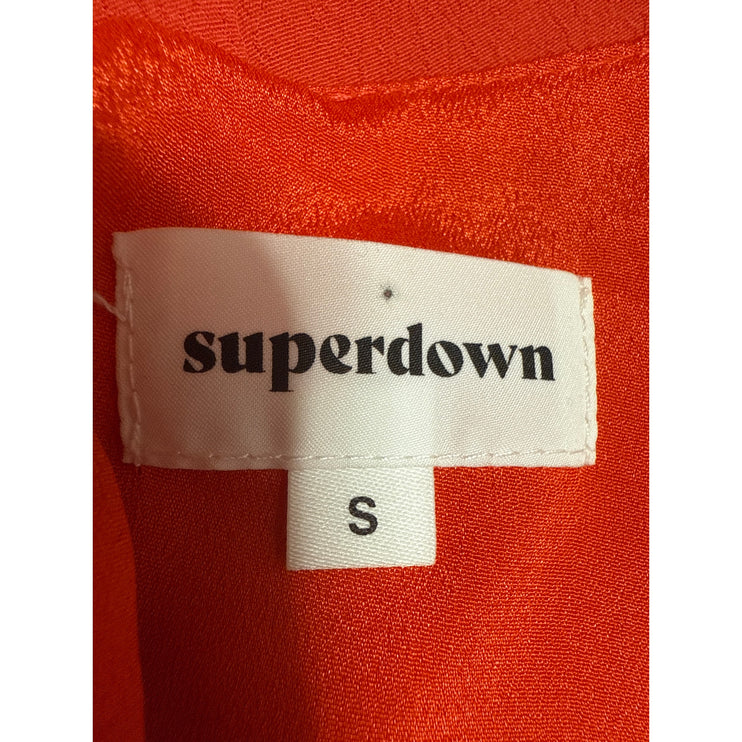 Superdown Orange Short Sleeve Plunging V-Neck One Piece Romper Shorts Size S