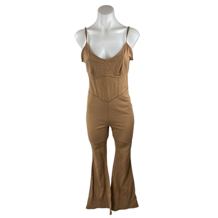 JoyLab Freestyle Flare Women's Brown Sleeveless One Piece Jumpsuit Romper Size M
