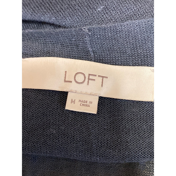 Ann Taylor LOFT Womens Gray Striped Long Sleeve Long Cardigan Sweater Top Size M