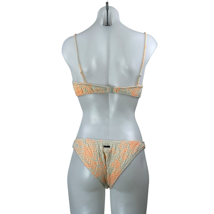 Triangl Women's Green Coral Smocked Bralette Two Piece Bikini Swimwear Size S/M