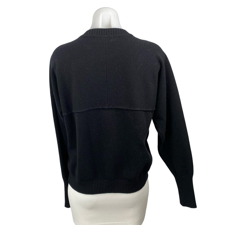 DO+BE Women's Black Lace Up Knit Long Sleeve Y2k Crewneck Sweater Top Size M