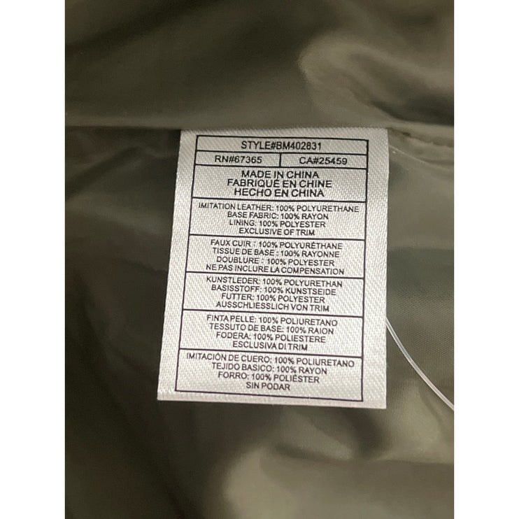 Steve Madden Frida Green Faux Leather Vegan Smocked Waist Coat Jacket Size XS