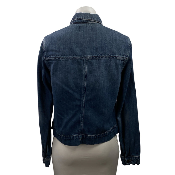 Paige Women's Blue Long Sleeve Button Down Denim Jean Jacket Trucker Size M