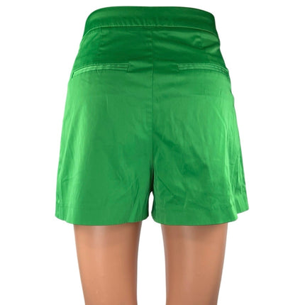 Zara Green Silky Satin Pleated High Waisted Wide Leg Casual Mini Shorts Size XS