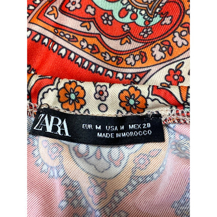 Zara Women's Red Multicolor Sleeveless Asymmetrical Bandana Scarf Tank Top Sz M