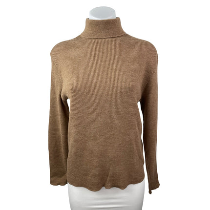 Pendleton Women's Tan 100% Wool Turtleneck Long Sleeve Knit Sweater Top Size 12