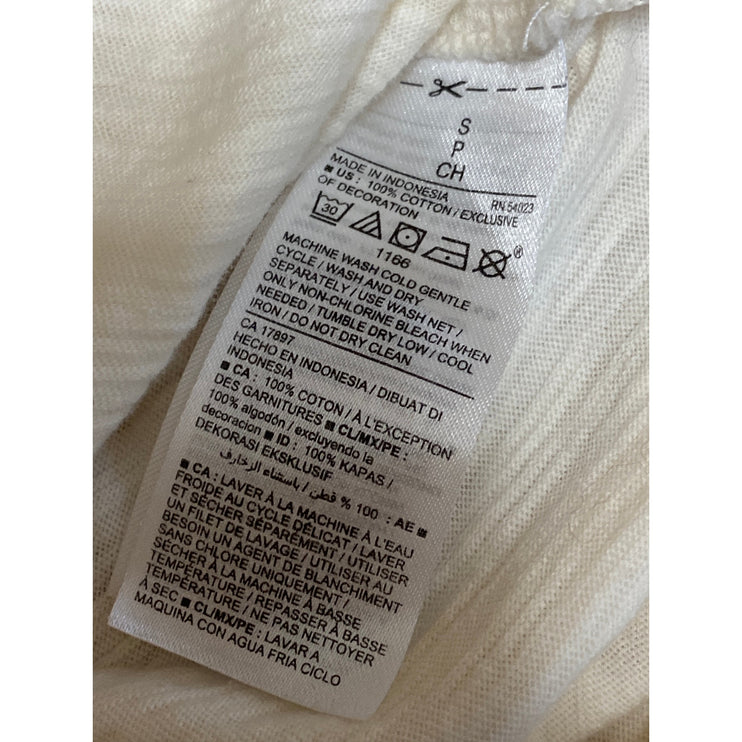 Old Navy Women's Ivory Embroidered Tassel Tie Neck Keyhole Sleeveless Tank Top S