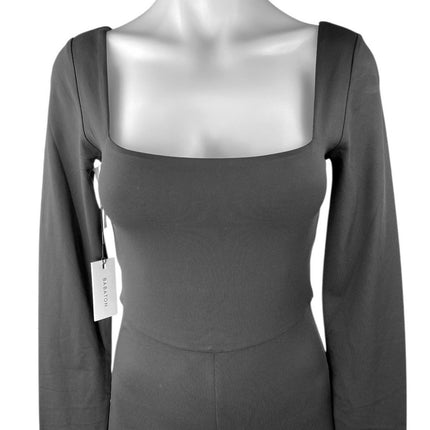 NEW Aritzia Babaton Black Long Sleeve Square Neck Bodycon Jumpsuits Rompers Sz M