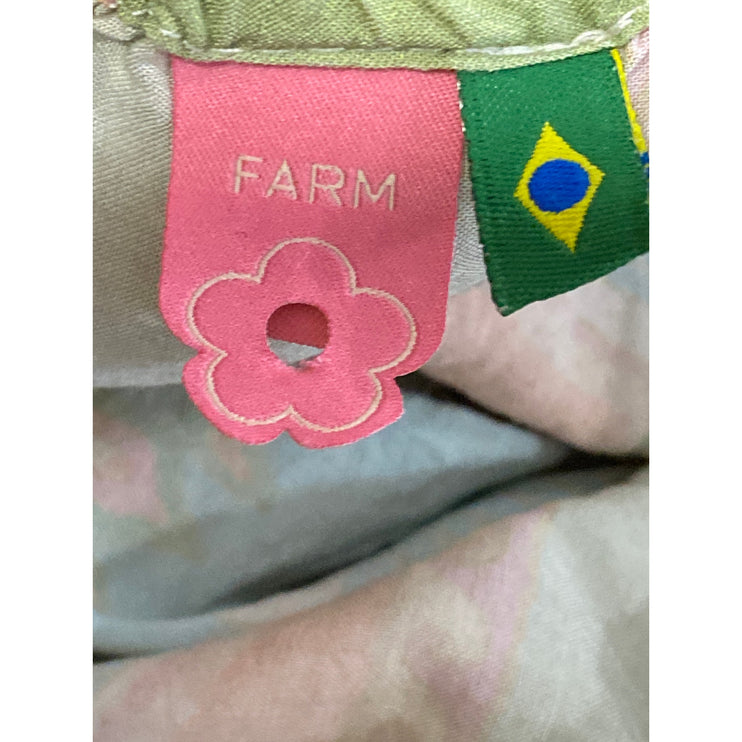 Farm Rio Coral Green Floral Paisley Tie Sleeveless Cami Backless Mini Dress M