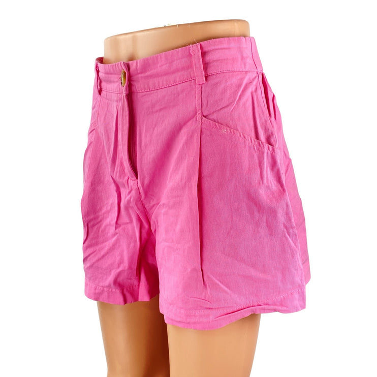 Glam Women's Pink High Waisted Casual Lounge Summer Wide Leg A-Line Mom Shorts M
