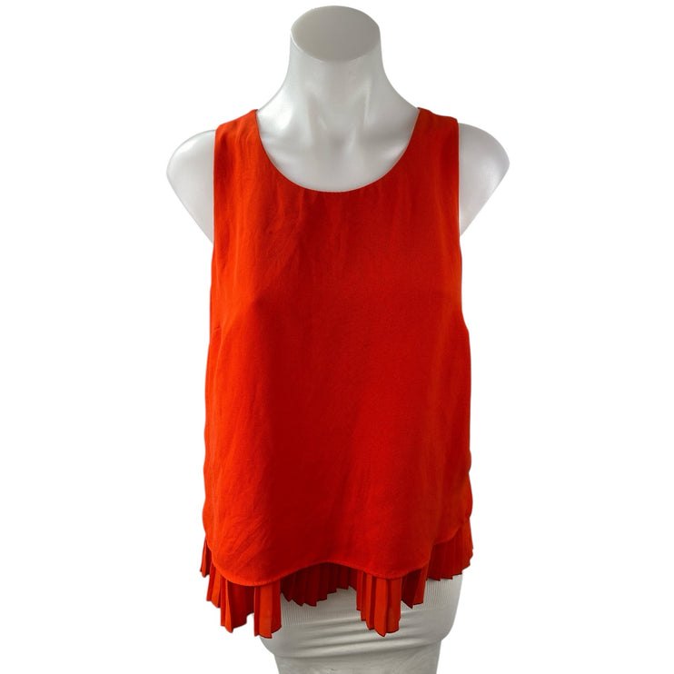 Banana Republic Women's Red Sleeveless Pleated Ruffle Tank Blouse Top Size M