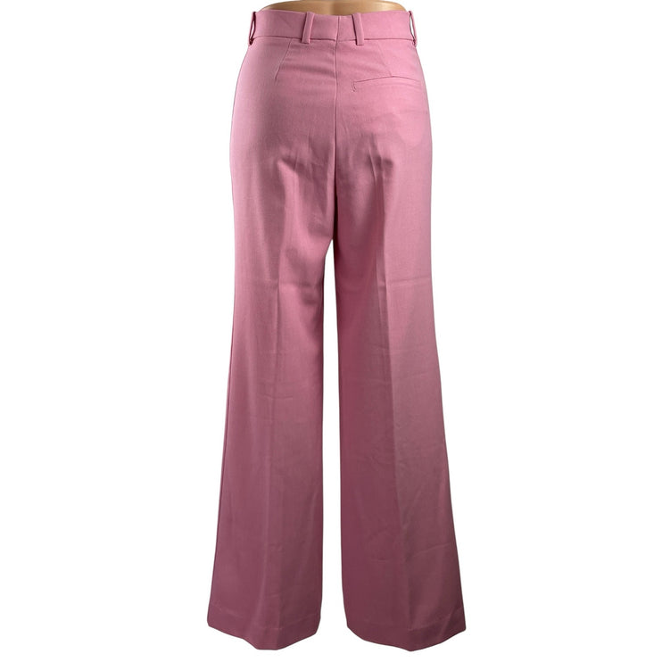 NWT Zara Womens Pink High Waisted Flared Wide Leg Trousers Dress Pants Size XS