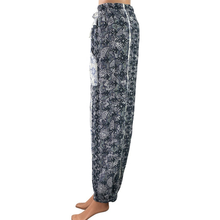 Free People Sweet It Is Blue Cream Floral Printed Tapered Harem Trouser Pants M