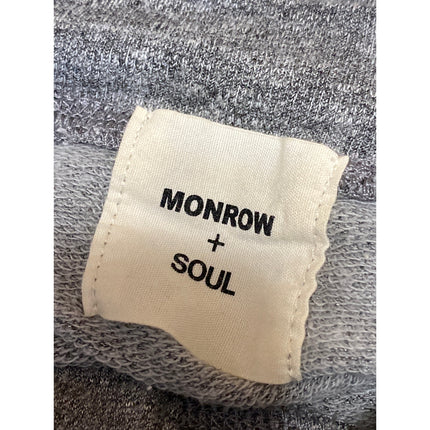 Monrow + Soul Cycle Gray Embroidered Long Sleeve Henley Sweater Top Size XL