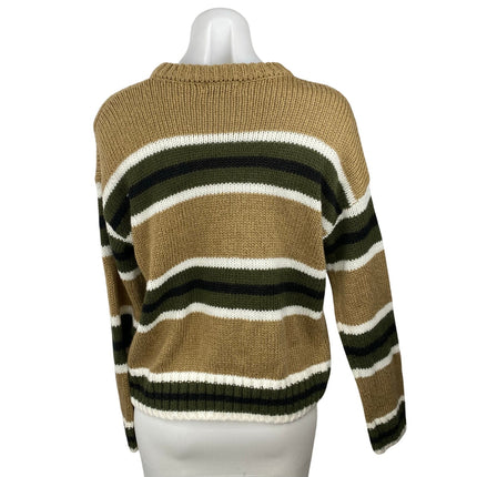 Urban Outfitters Women's Tan Green Striped Colorblock Knit Sweater Top Size S