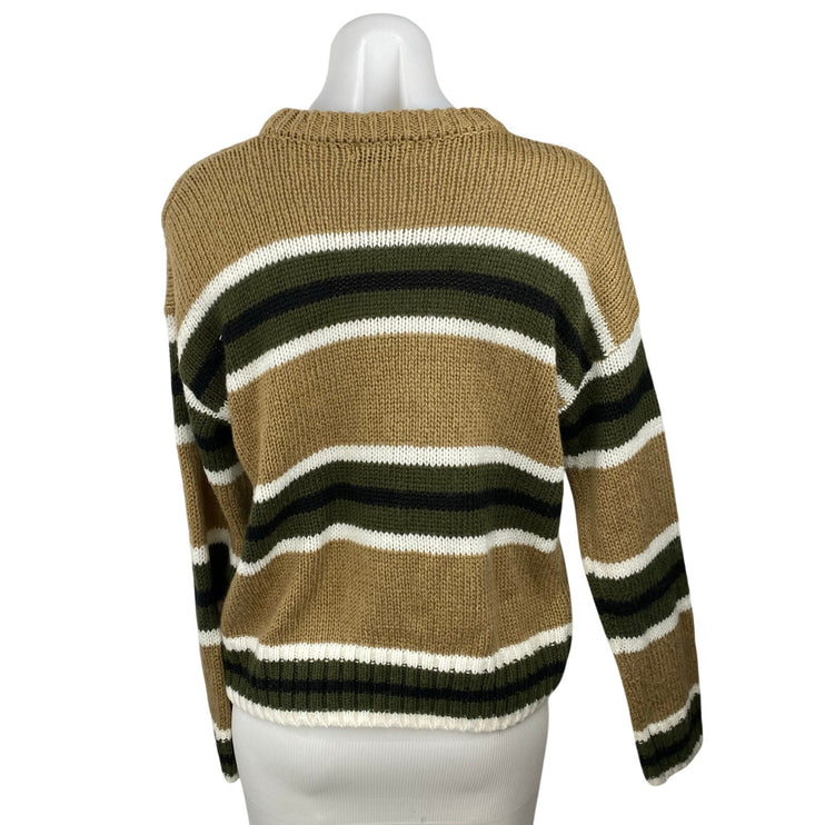 Urban Outfitters Women's Tan Green Striped Colorblock Knit Sweater Top Size S