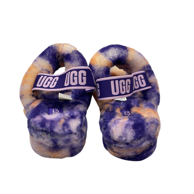 UGG Oh Yeah Marble Women's Purple Peach Tie Due Fleece Slingback Slippers Size 9