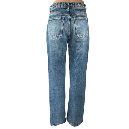 NA-KD Women's Blue High Waisted Medium Wash Casual Straight Denim Jeans Size 34